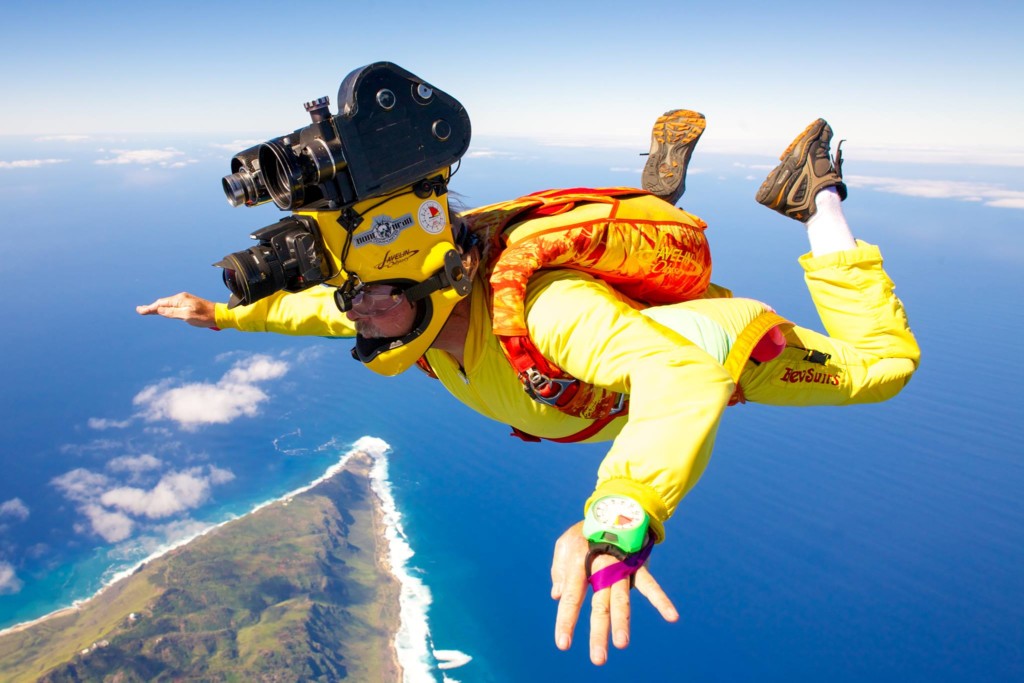 Skydiving photographer Tom Sanders working on a film in Hawaii